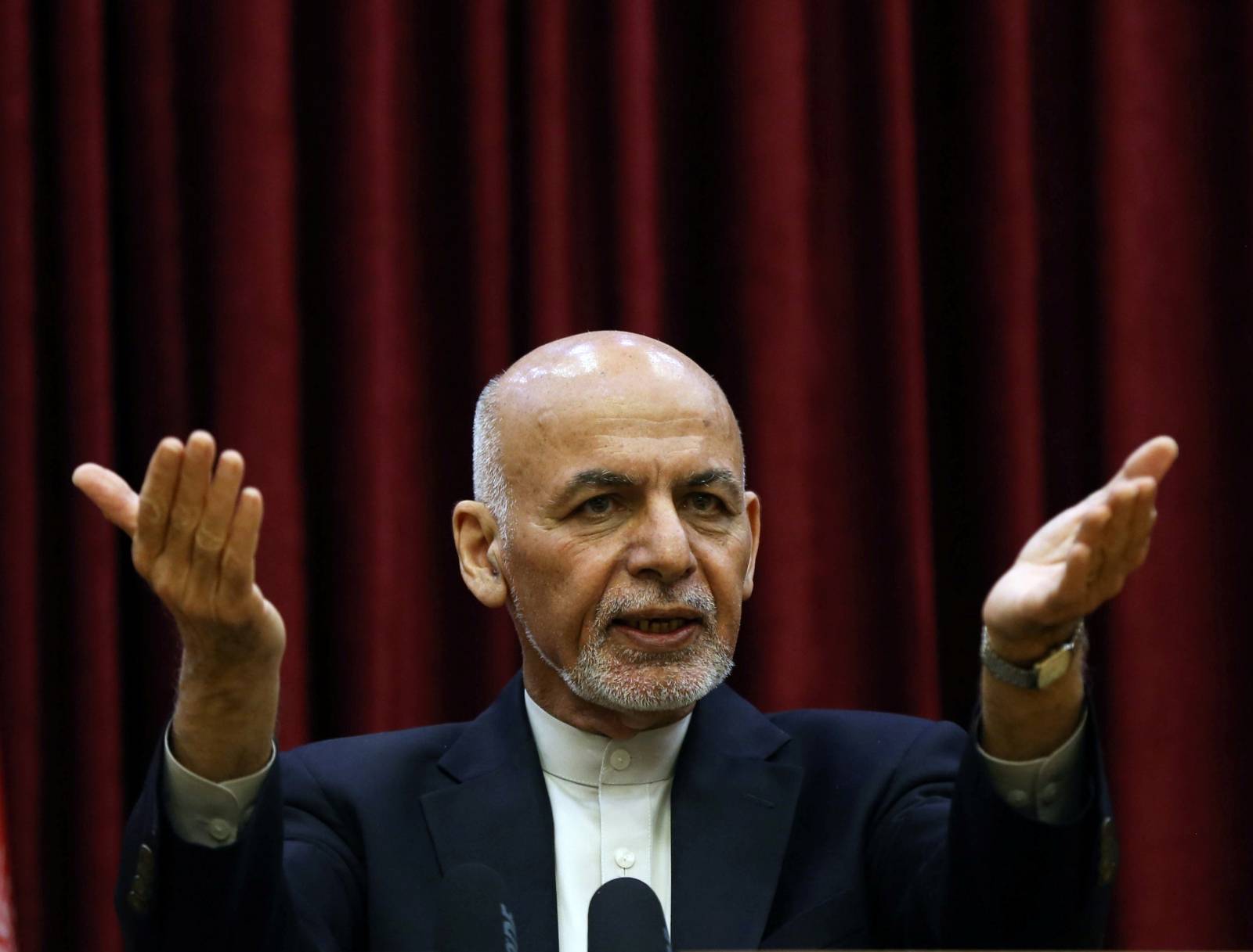 Afghanistan's President Ashraf Ghani speaks during a news conference in Kabul