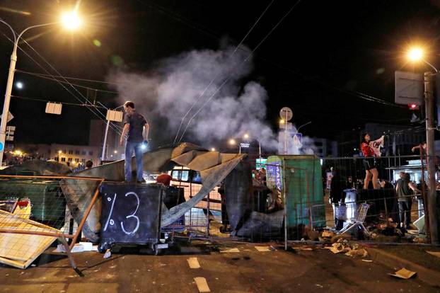 Belarusian opposition supporters protest against presidential election results in Minsk