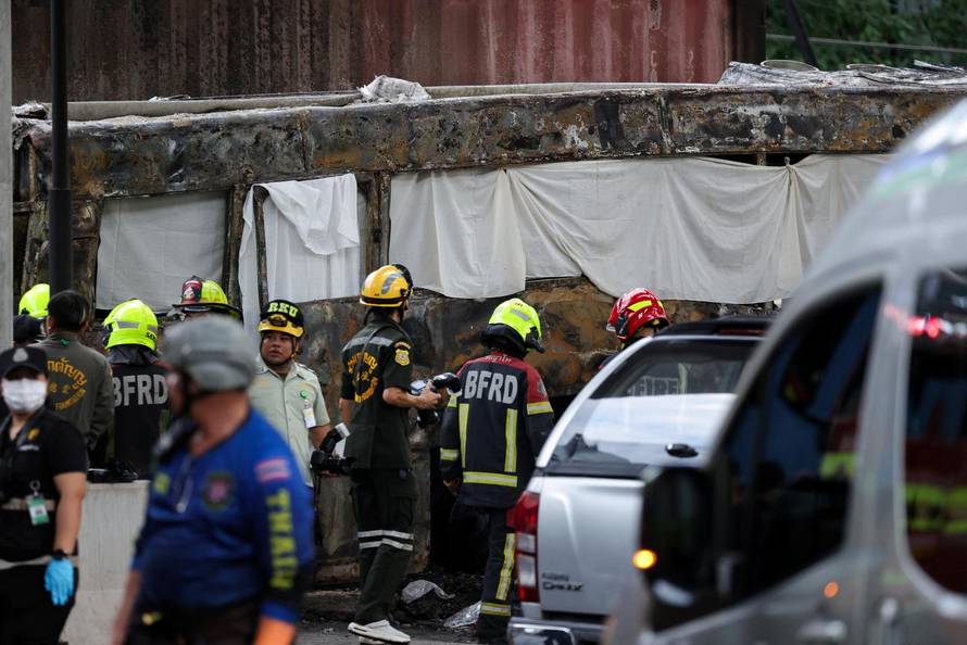 The scene of a multi-vehicle collision, in Bangkok