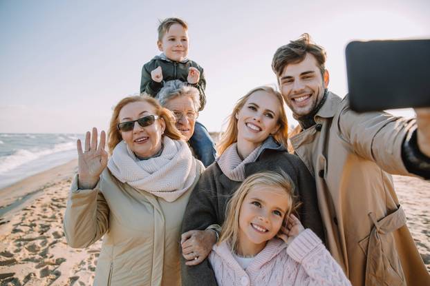 family taking selfie 