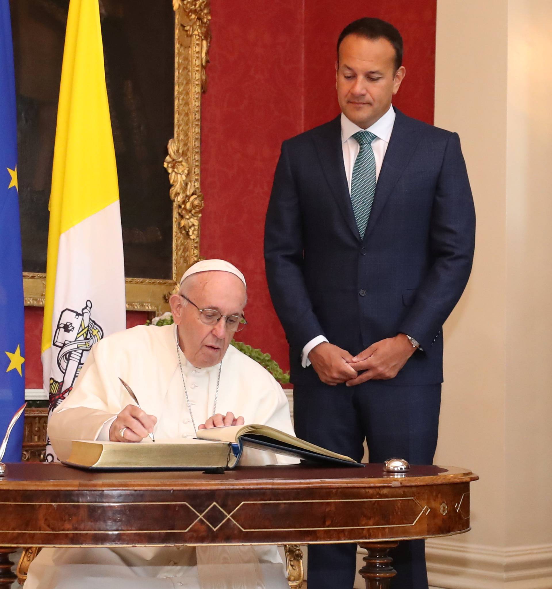 Pope Francis meets with Taoiseach Leo Varadkar at Dublin Castle