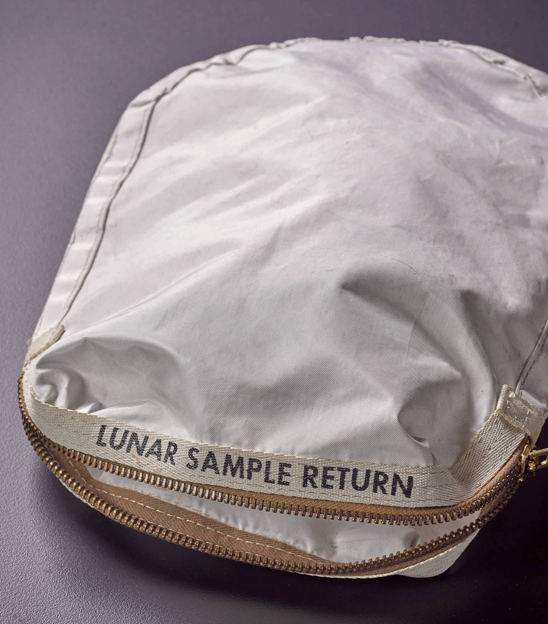 Apollo 11 Contingency Lunar Sample Return Bag used by astronaut Neil Armstrong is seen in an auction house photo