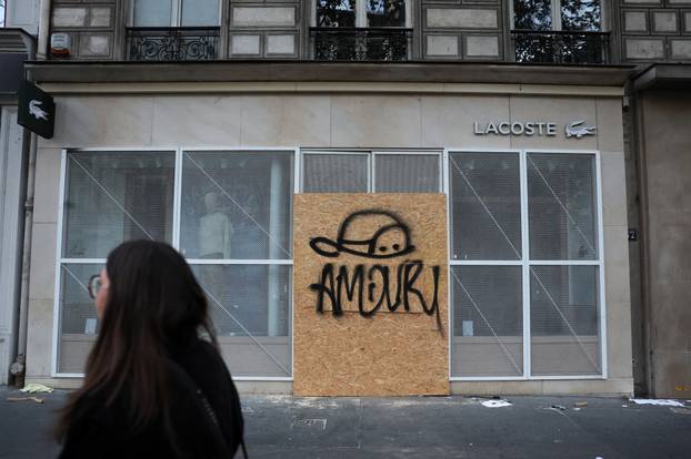 Aftermath of clashes during a national day of protests against the cost of living and rising fuel prices, in Paris