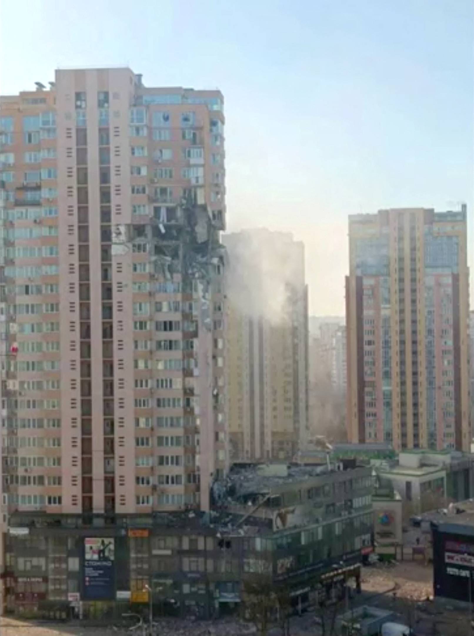 Residential building shelled in Kyiv