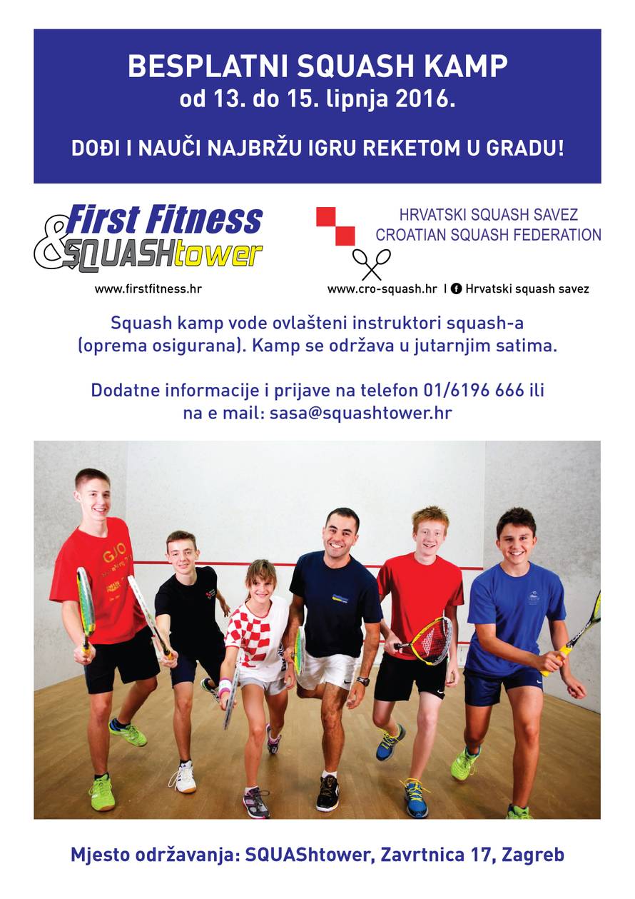 Besplatni squash kamp za vrijeme ljetnih praznika