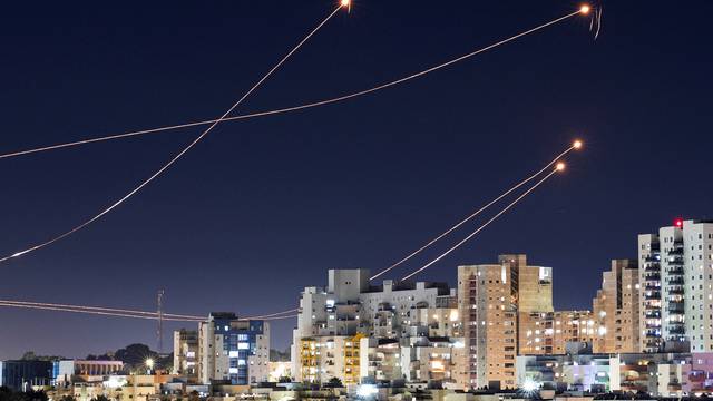 Israel's Iron Dome anti-missile system intercepts rockets launched from the Gaza Strip