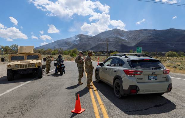 Nationa Guardsmen at a checkpoint during the Hawk Fire in Reno