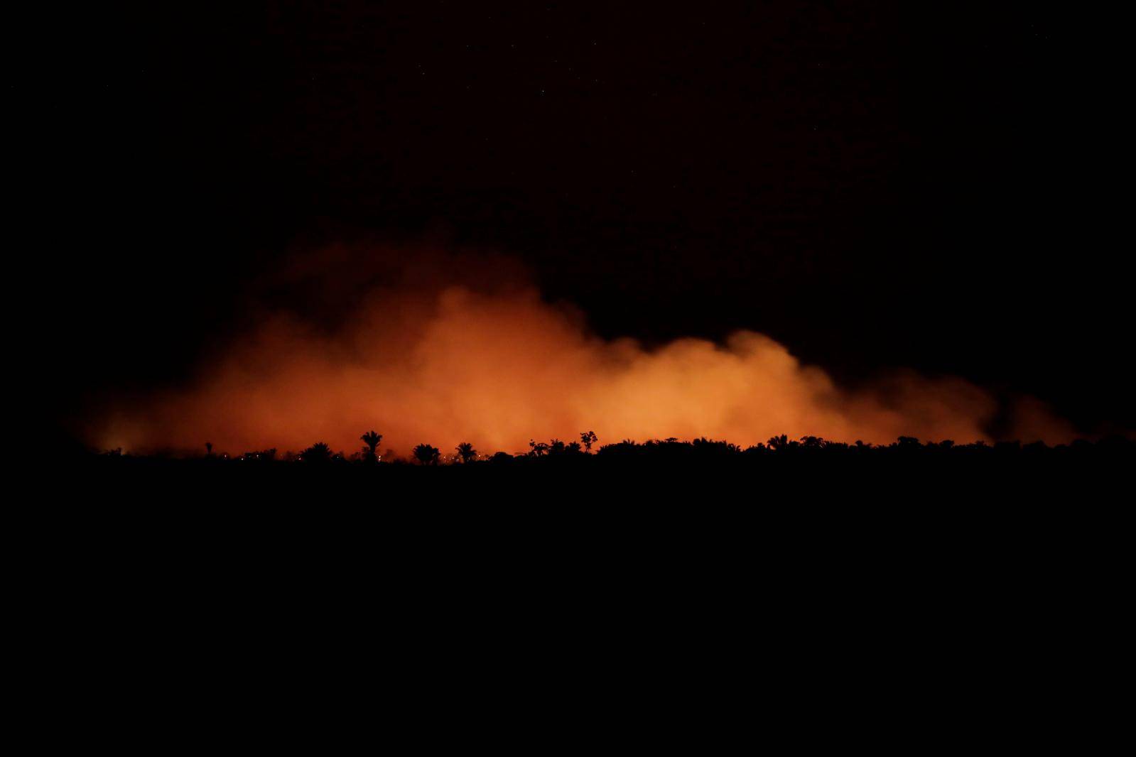 Smoke billows during a fire in an area of the Amazon rainforest near Humaita, Amazonas