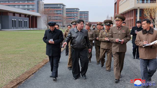 North Korean leader Kim Jong Un visits the construction site of the Central Executive School of the Workers' Party of Korea
