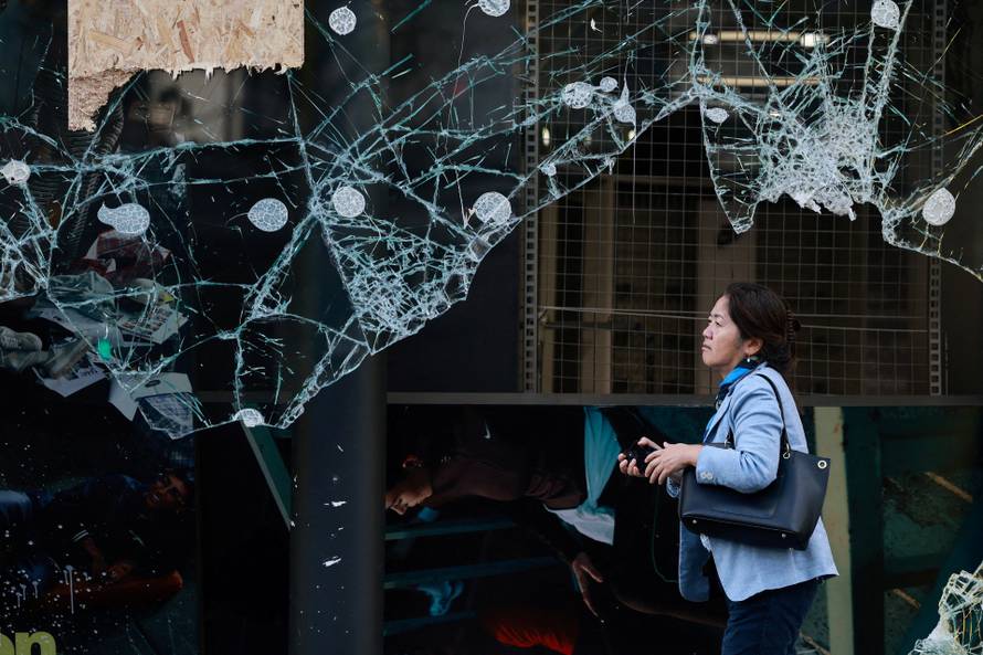 Aftermath of clashes during a national day of protests against the cost of living and rising fuel prices, in Paris