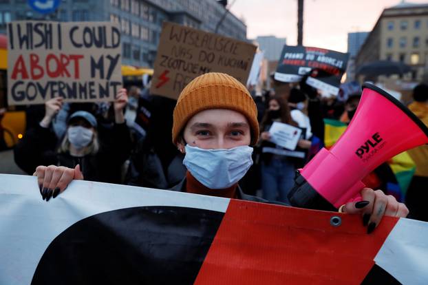 Protest against imposing further restrictions on abortion law, in Warsaw