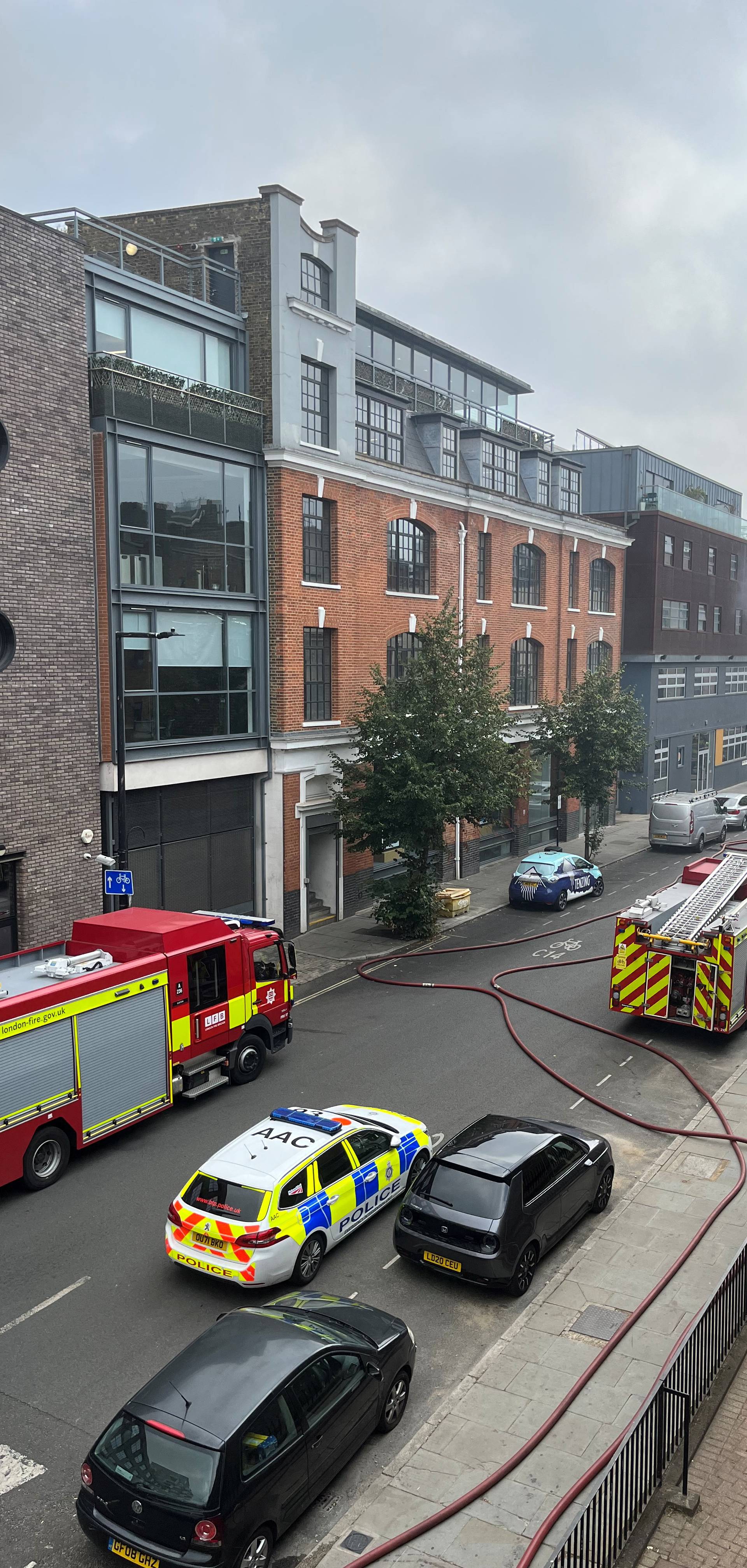 Smoke rises over the Union street after a fire broke out near the London Bridge