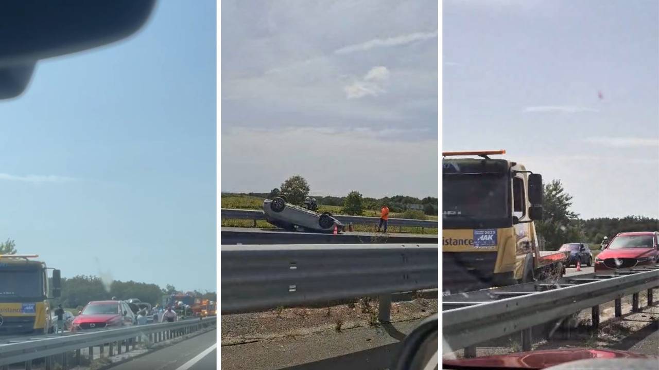 VIDEO Lančani sudar kod Donje Zdenčine: Jedan auto na krovu, ozlijeđen čovjek. Kolona 17 km