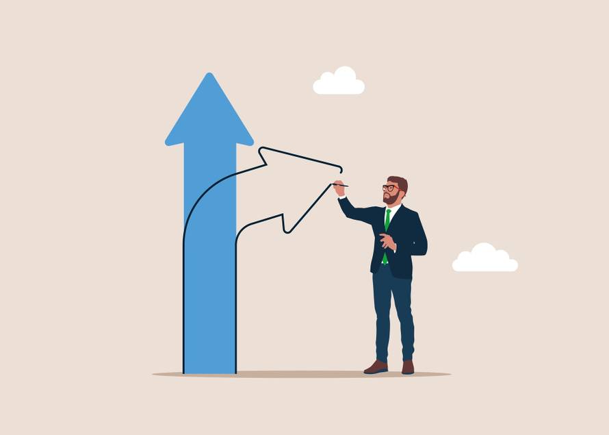 Businessman,Draw,New,Arrow,Of,Change,Direction,To,Better,Opportunity.