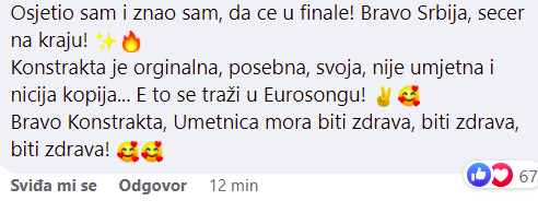 Nižu se reakcije na Konstraktin nastup: 'Ako Europa ima sluha, bit će pobjednica Eurosonga'