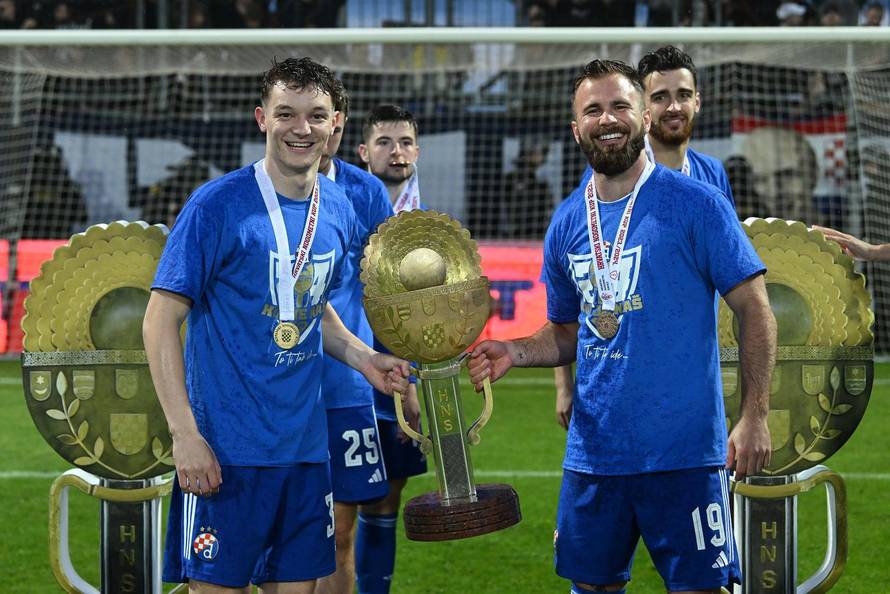 Rijeka: Slavlje Dinama nakon pobjede i osvajanja dvostruke krune