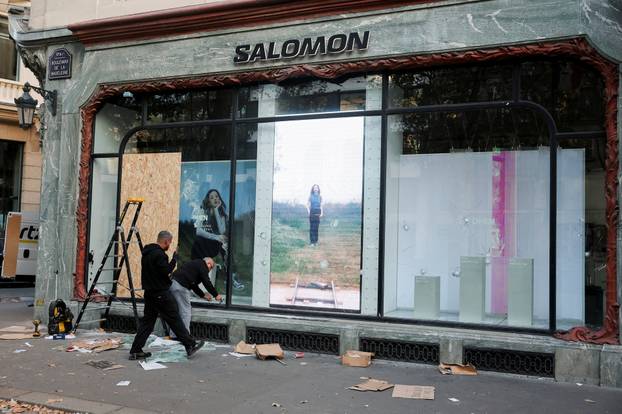 Aftermath of clashes during a national day of protests against the cost of living and rising fuel prices, in Paris
