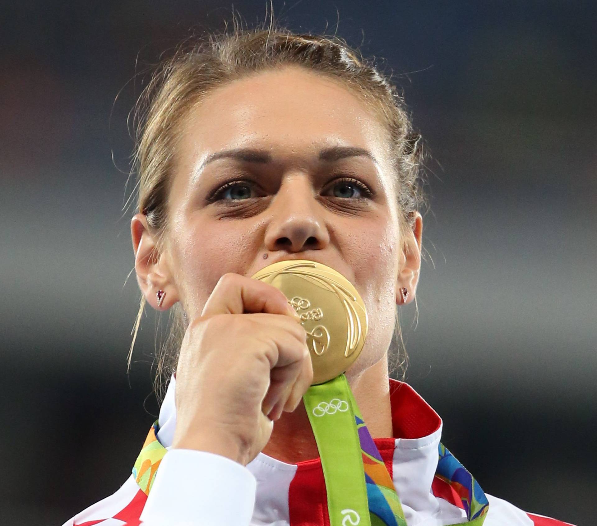 Athletics - Women's Discus Throw Victory Ceremony