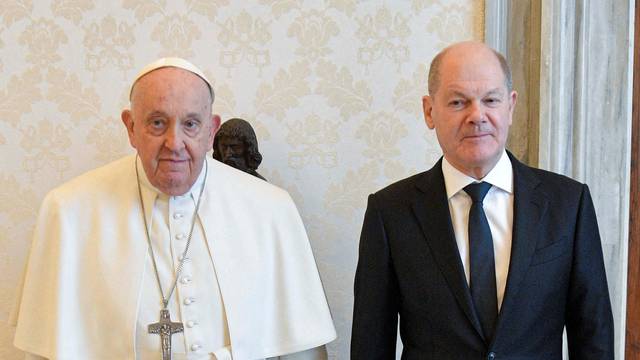 FILE PHOTO: Pope Francis meets with German Chancellor Scholz at the Vatican