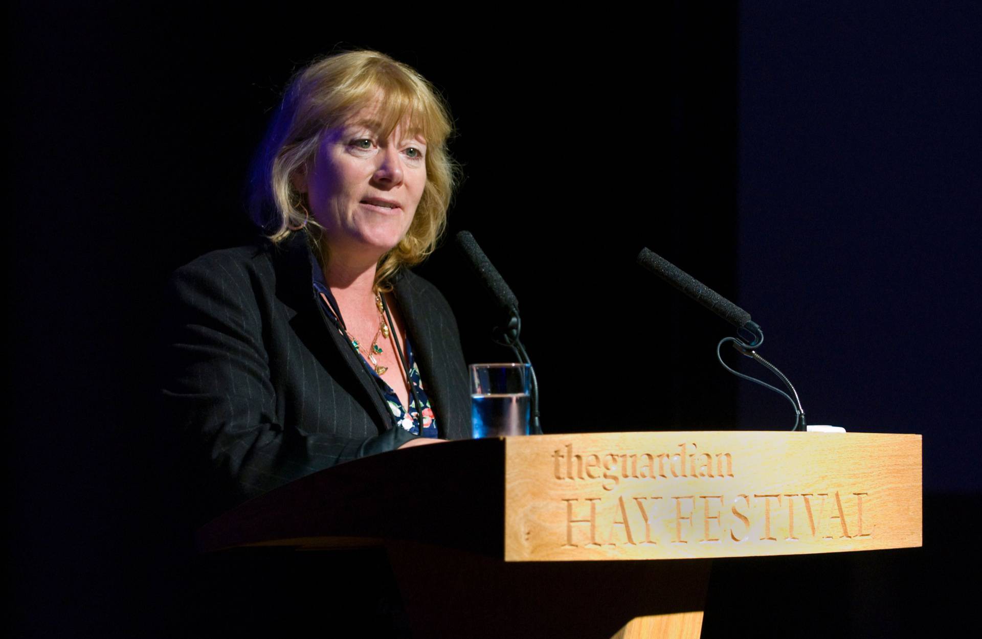 Documentary filmaker and writer Hannah Rothschild pictured speaking at Hay Festival 2009