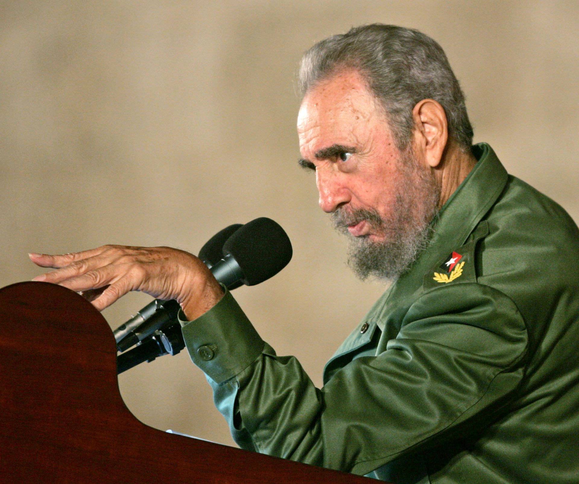 File photo of then Cuban President Fidel Castro addressing the audience during a political rally in celebration of the 12th birthday of Cuban boy Elian Gonzalez in Cardenas