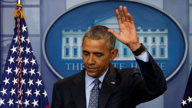 Obama holds his last press conference at the White House in Washington