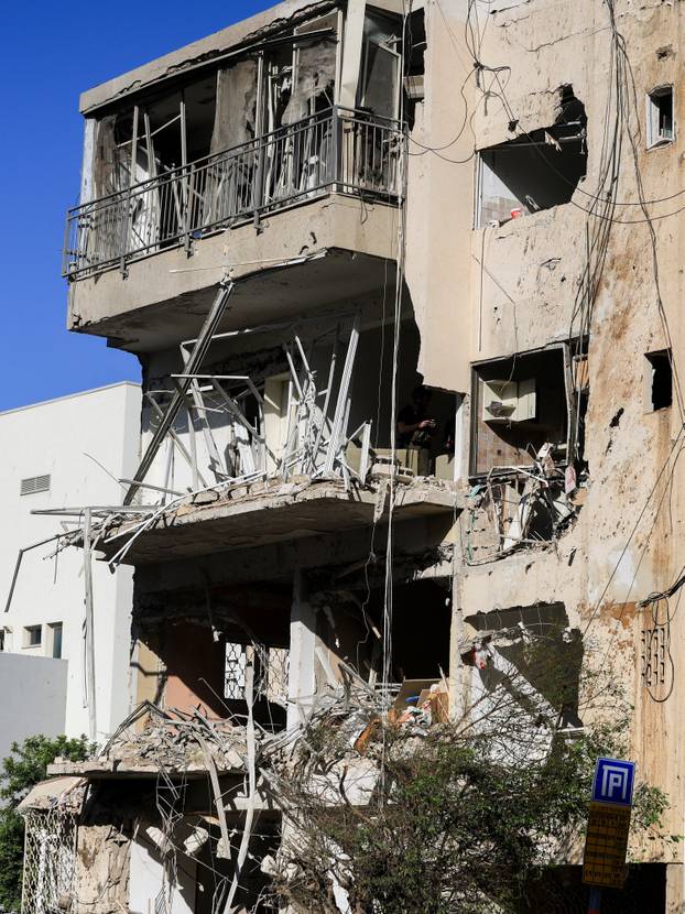 Aftermath of Iranian missile barrages in central Israel