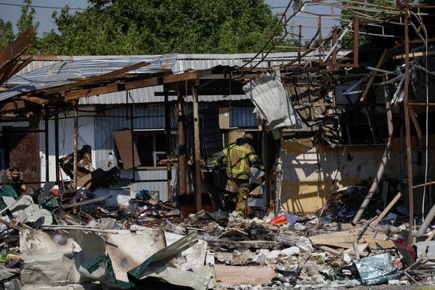 Aftermath of a Russian drone attack in Kharkiv region
