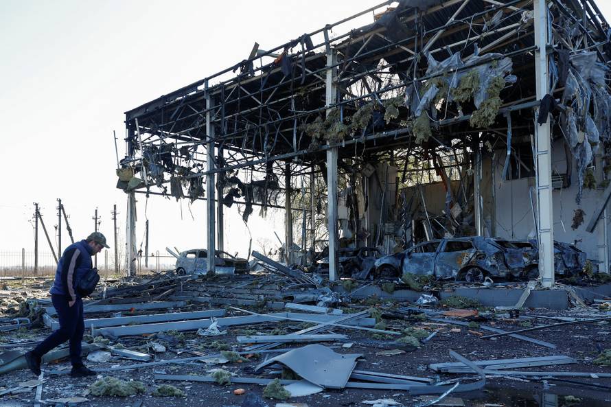 Aftermath of a Russian drone attack in Brovary, outside of Kyiv