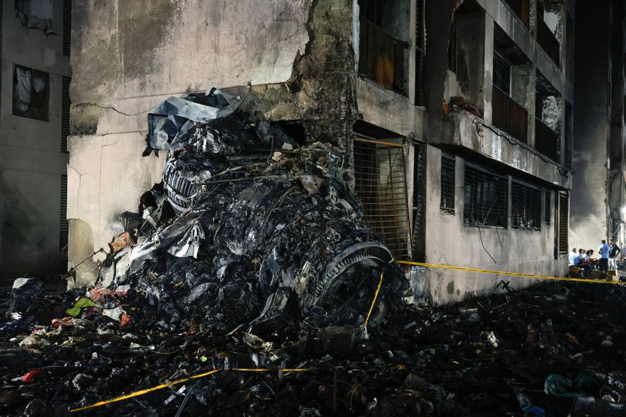 Aftermath of the Air India crash during take-off, in Ahmedabad
