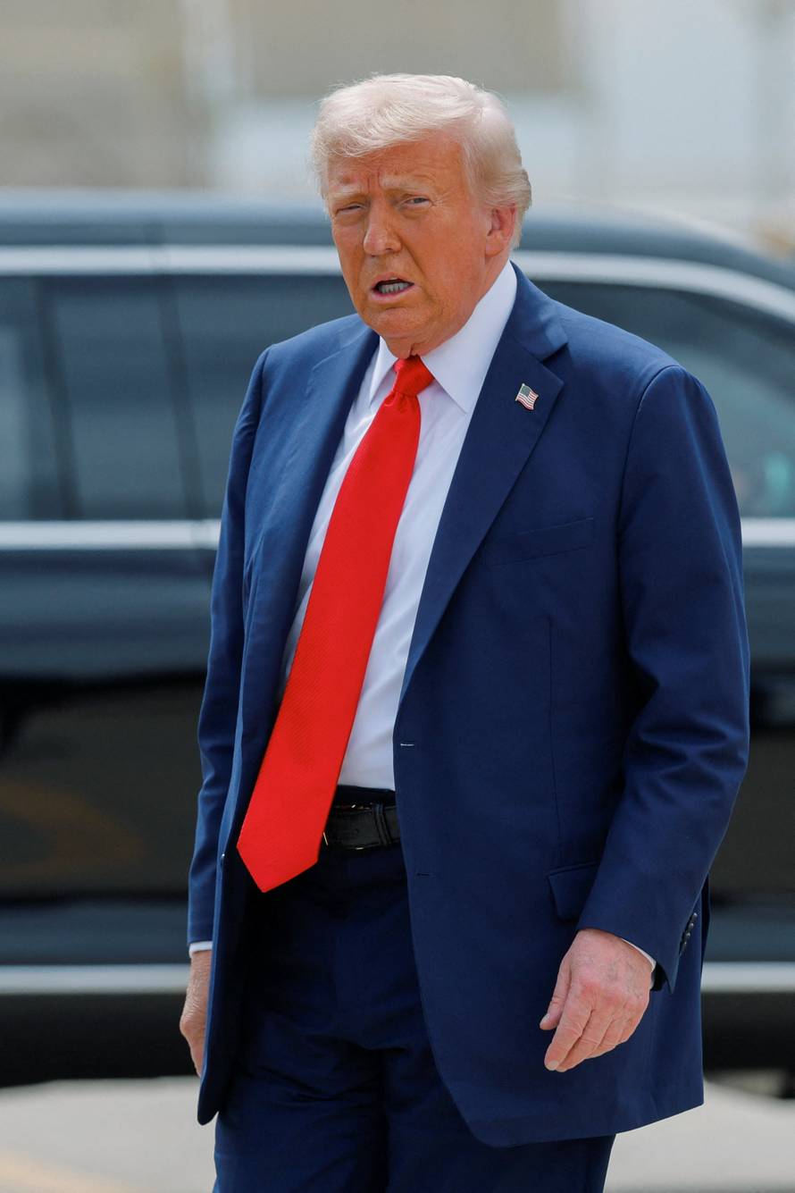 U.S. President Donald Trump arrives to Arizona to attend a memorial service for slain conservative commentator Charlie Kirk, at Luke Air Force Base,