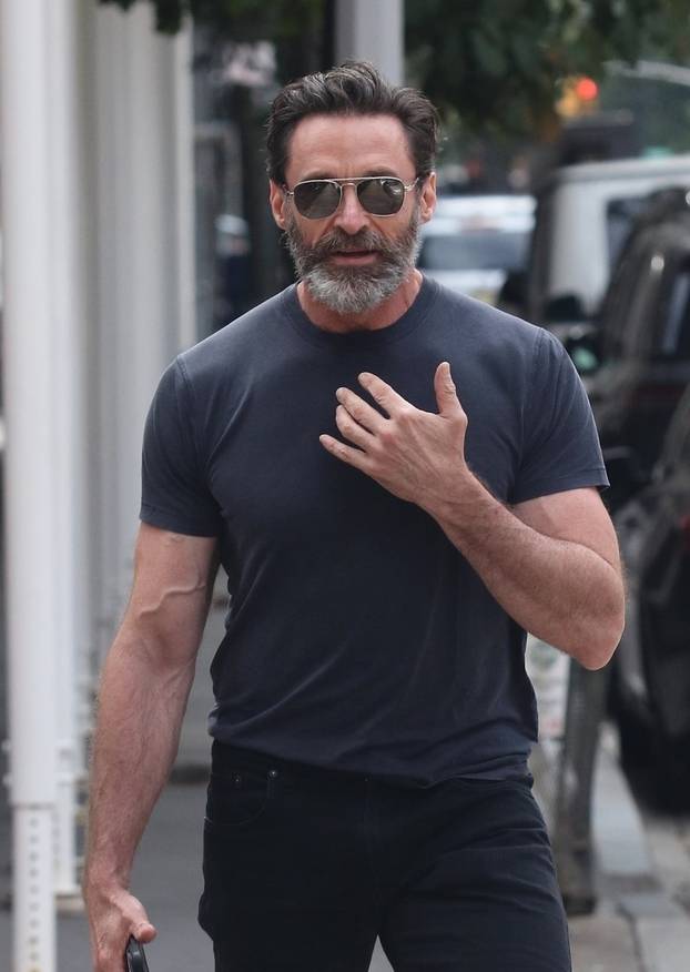 *PREMIUM-EXCLUSIVE* Hugh Jackman is seen for the first time  since shock split announcement, "It's a difficult time.''