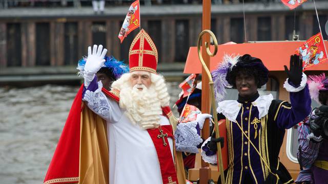 Sinterklaas arriving on boat