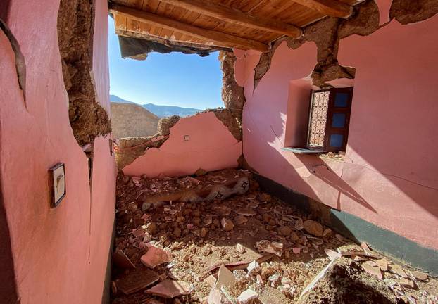 Aftermath of an earthquake in Morocco