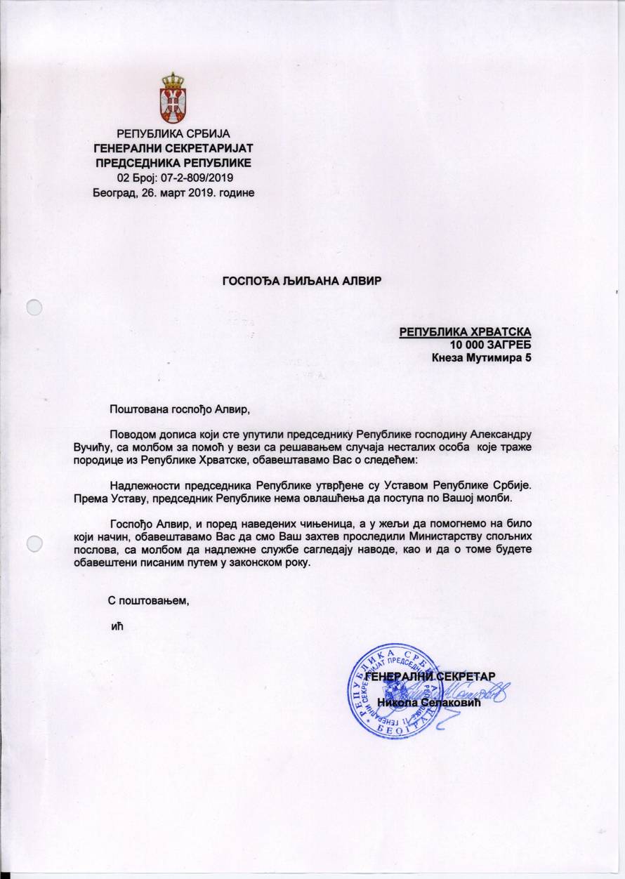 Otvoreno pismo obitelji nestalih u ratu: 'Vučiću, reci gdje su naši sinovi? Zašto Srbija sada šuti?!'