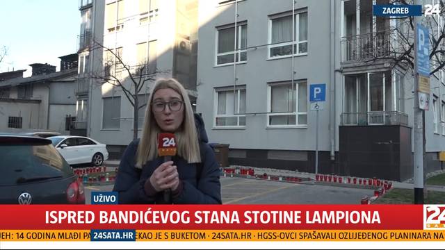 Ispred zgrade u Bužanovoj za Bandića gore stotine lampiona
