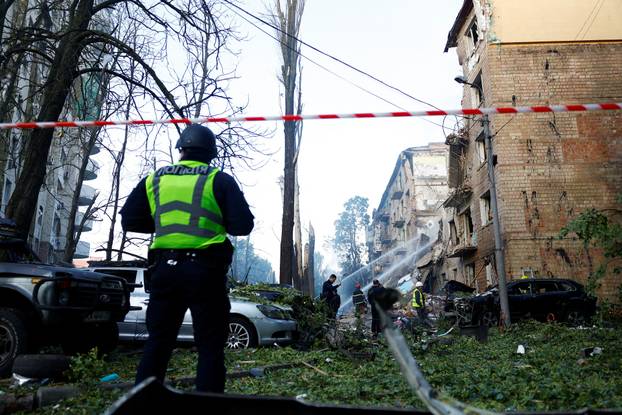 Aftermath of a Russian drone and missile attack in Kyiv