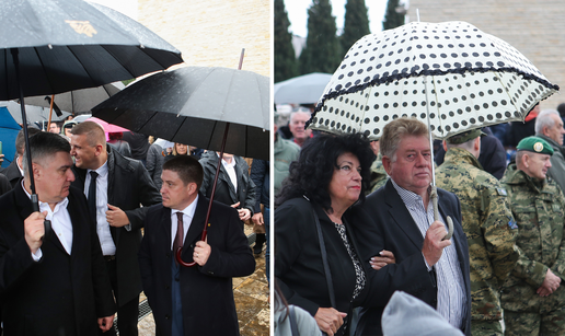 FOTO Kiša lije u Škabrnji, susreli se Milanović i Butković,  u Koloni sjećanja i bračni par Pevec...