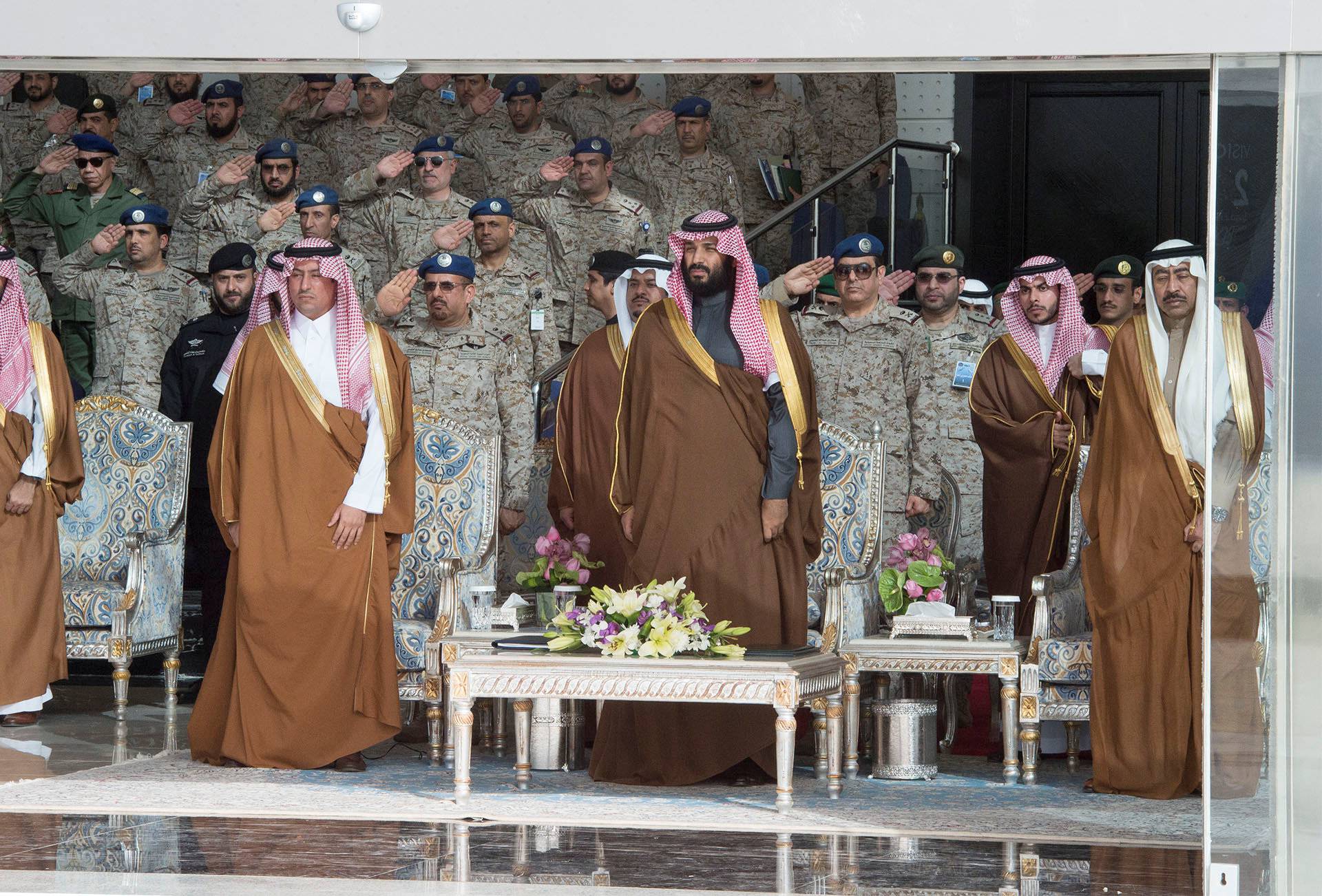 Saudi Arabia's Crown Prince Mohammed bin Salman attends the graduation ceremony of the 93rd batch of the cadets of King Faisal Air Academy, in Riyadh