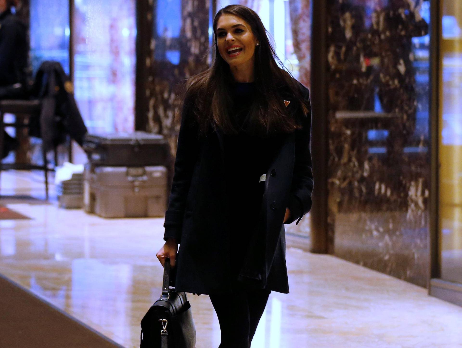 Hicks, spokeswoman for U.S. President-elect Donald Trump, arrives at Trump Tower in New York