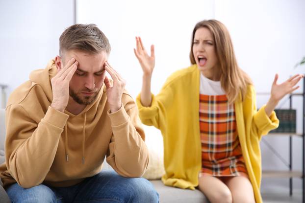 Couple having quarrel at home. Relationship problems