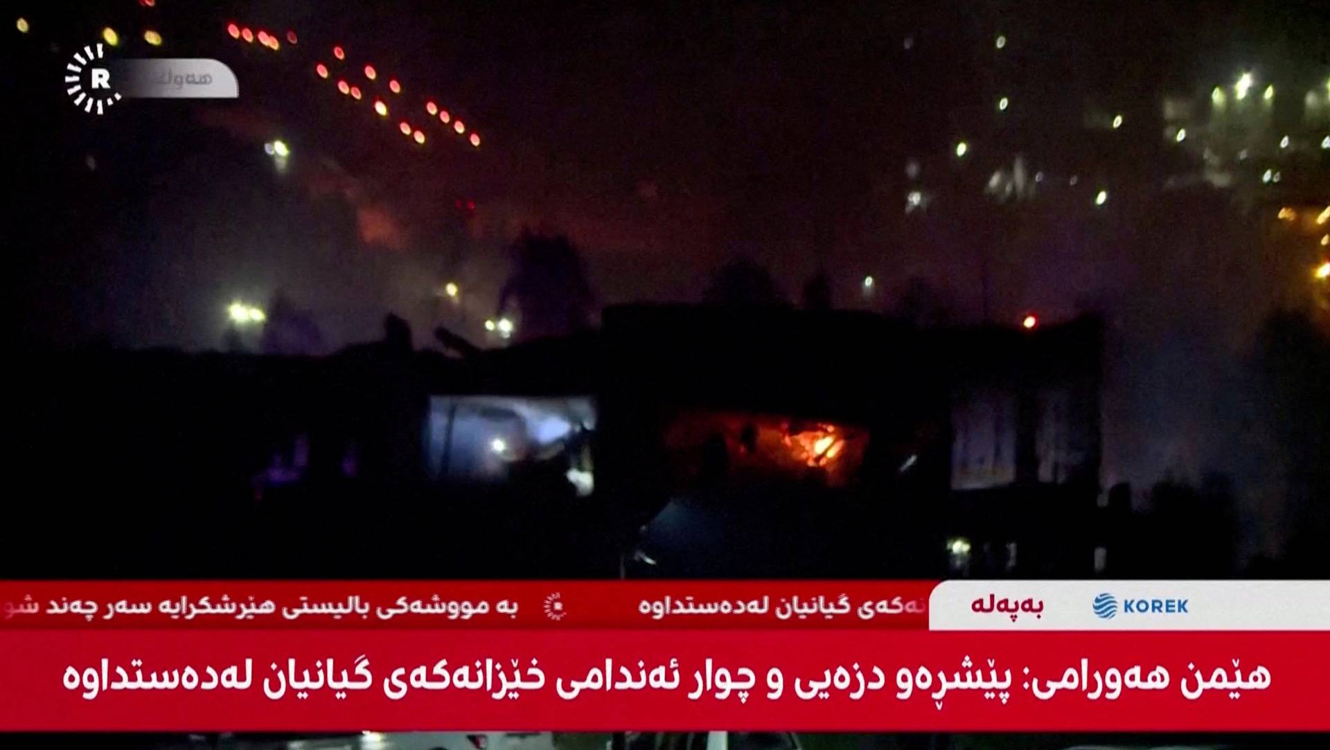 Smoke rises from a missile attack in Erbil