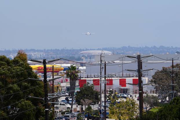 A plane carrying Iran's national football team arrives at Los Angeles International Airport (LAX) ahead of the team's first match during the FIFA World Cup 2026, in Los Angeles