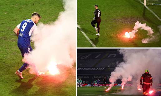 Torcida bakljom skoro pogodila vlastitog golmana. Petković bengalke izbacivao s travnjaka