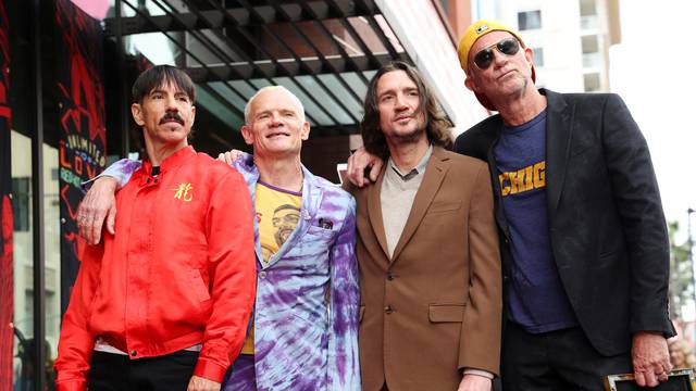 Rock band Red Hot Chili Peppers unveil their star on the Hollywood Walk of Fame, in Los Angeles