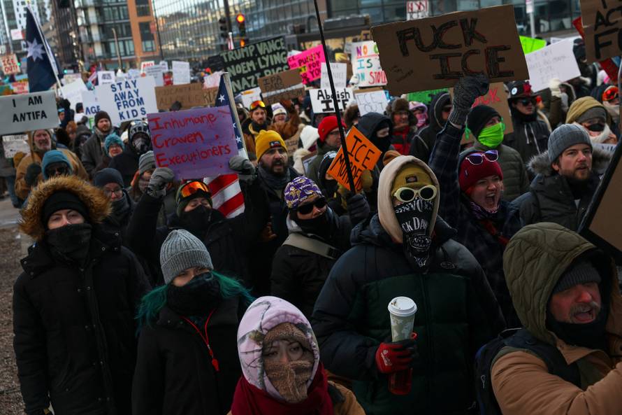 Protest after federal agents fatally shot a man while trying to detain him, in Minneapolis