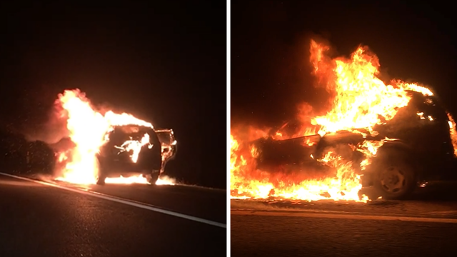 Auto se zapalio u vožnji na autocesti i potpuno izgorio