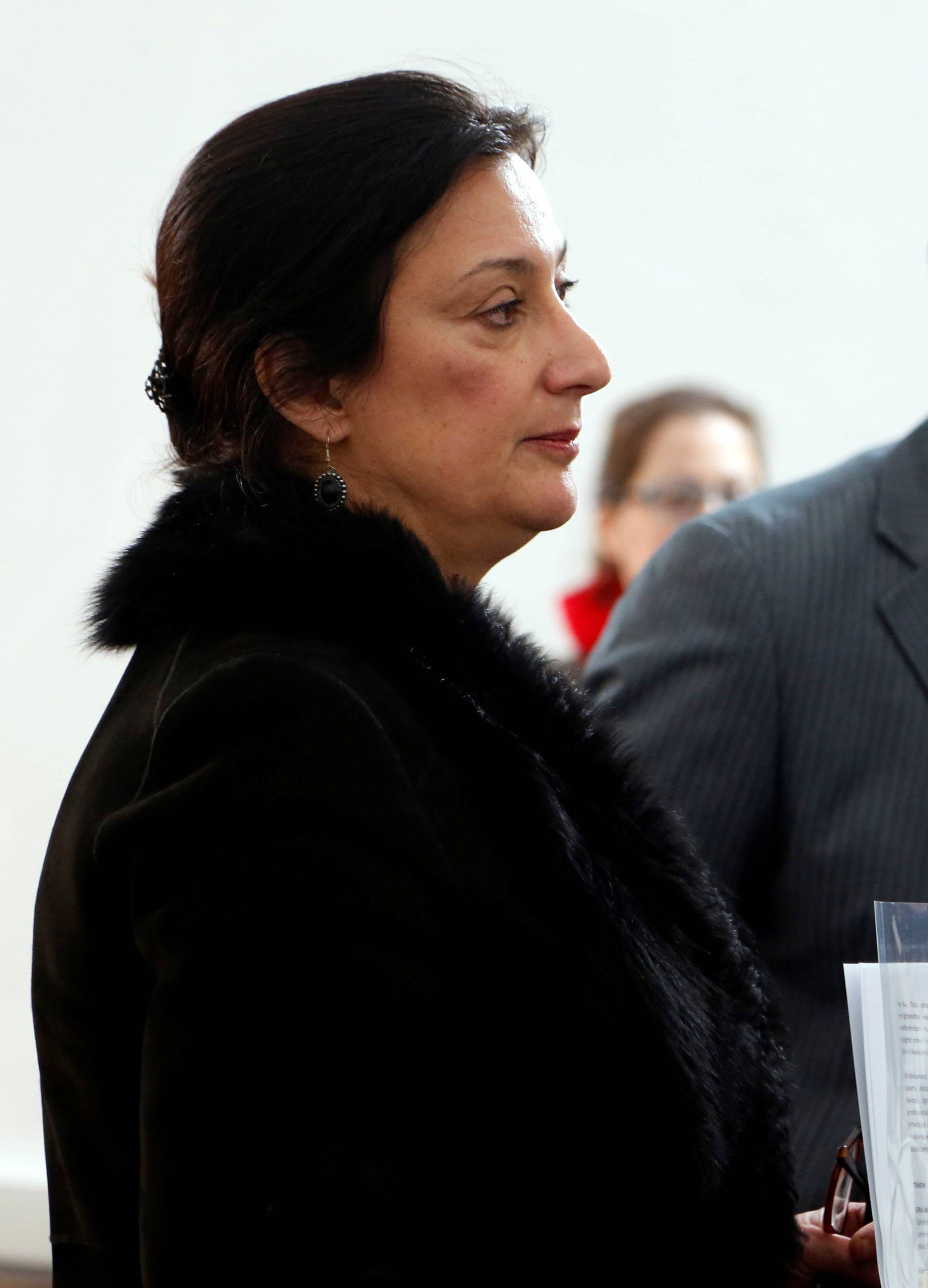 Maltese investigative journalist Daphne Caruana Galizia attends a press conference in Valletta