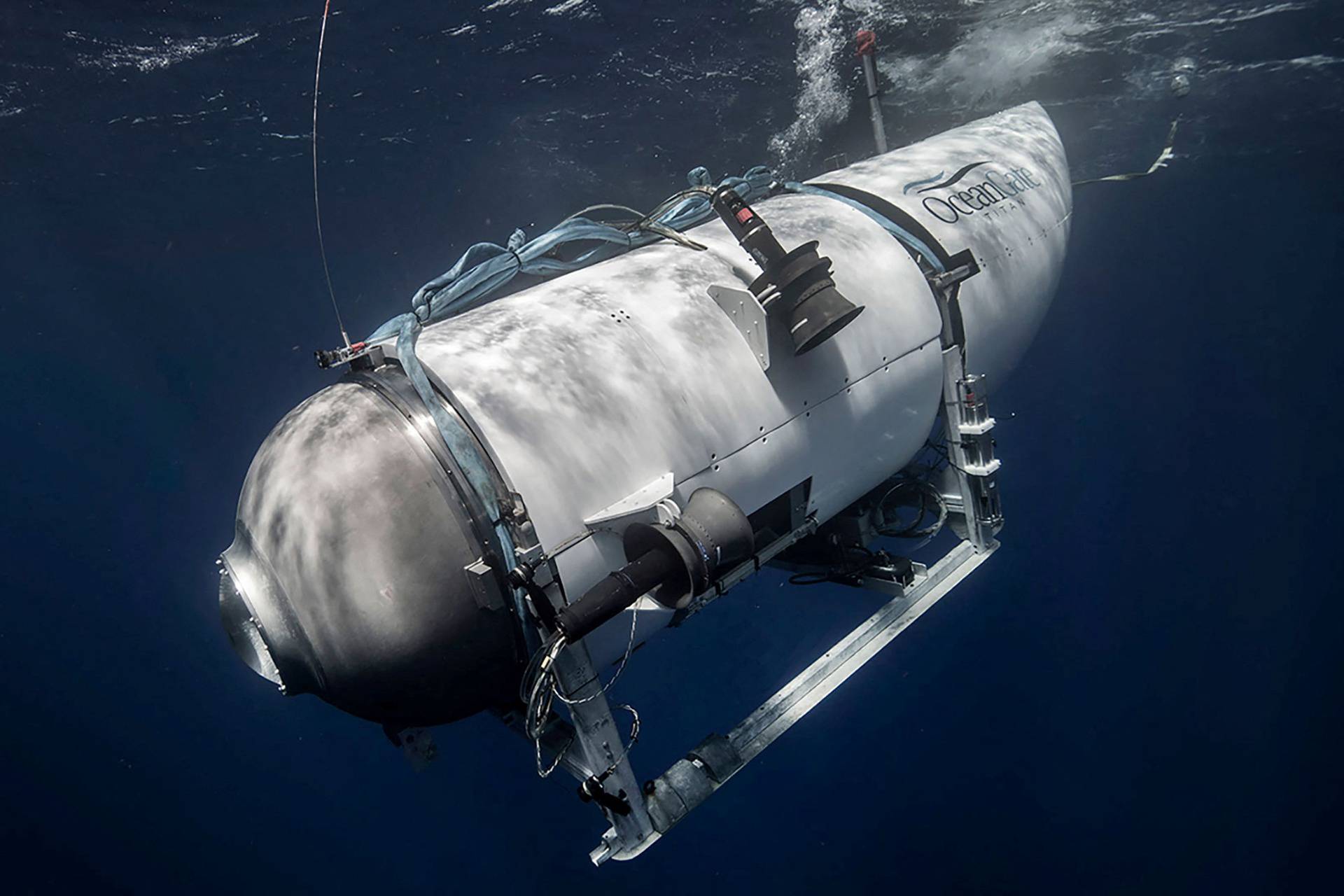 The Titan submersible operated by OceanGate Expeditions dives in an undated photograph