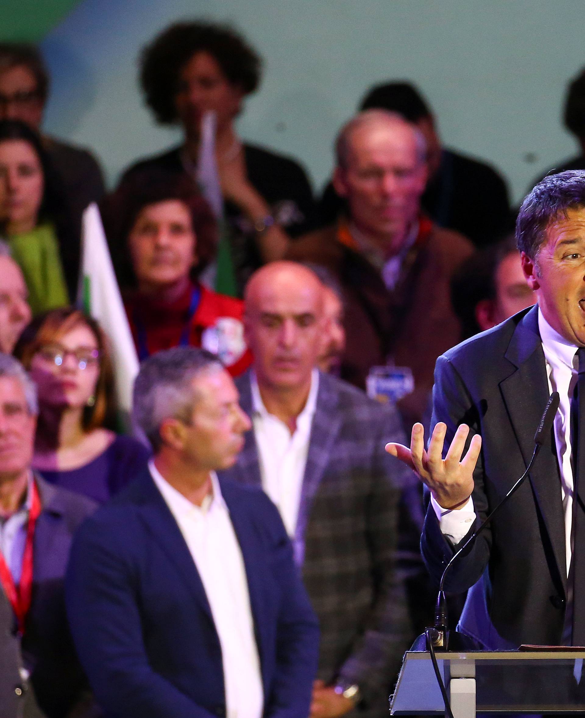 Democratic Party (PD) leader Renzi speaks during the final rally ahead of the March 4 elections in Florence,